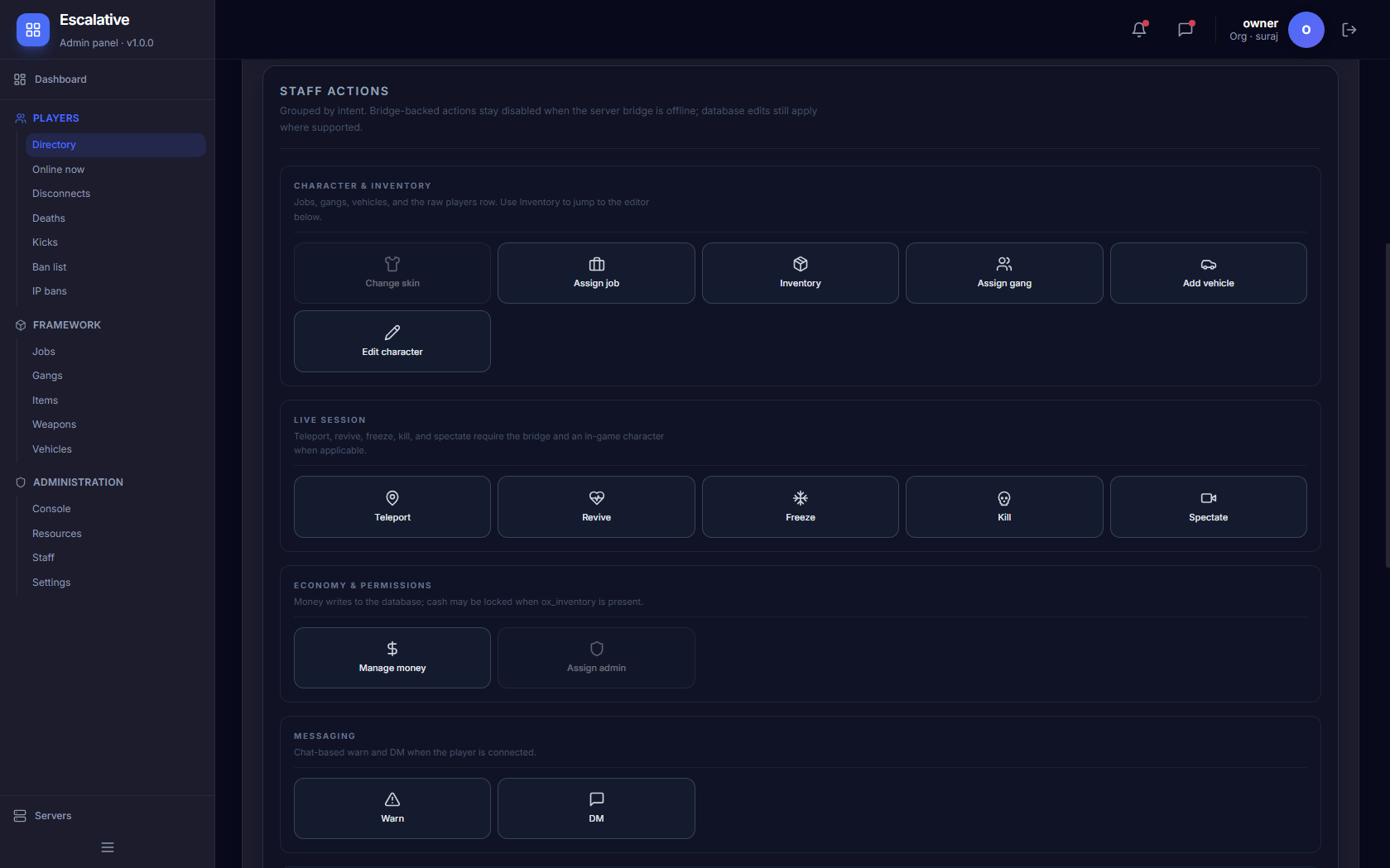 Console & resources